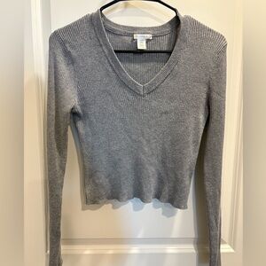 Bozzolo Gray Ribbed Long Sleeve Top